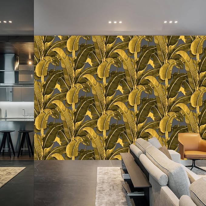 Vintage Gold Banana Leaf Bathroom wallpeper Living Room Bedroom Tropical Plant - Image 2