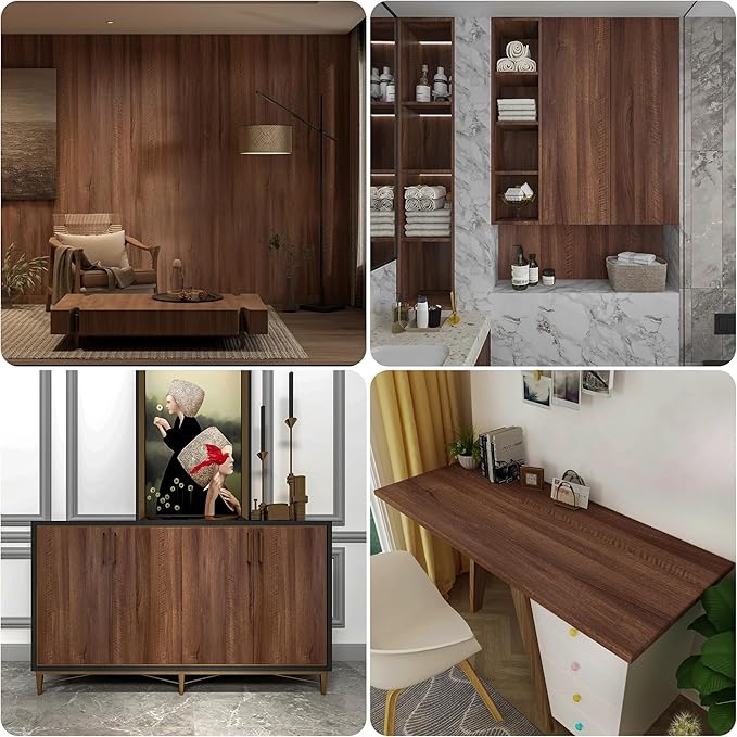 Walnut Wood Contact Paper 24x354 inch Wood Peel and Stick Wallpaper Removable - Image 6