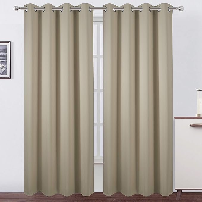 LEMOMO Blackout Curtains 66 x 95 inch/Beige Curtains Set of 2 Panels/Thermal by Lemomo