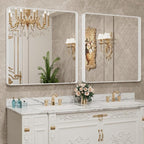 LOAAO 36x36 Inch White Metal Framed Bathroom Mirror - Image 4