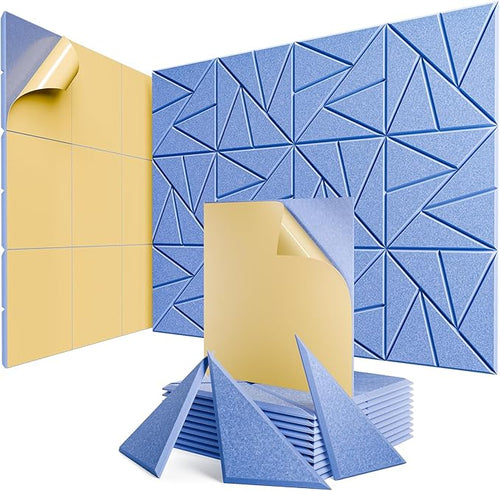 12 Pack Acoustic Panels with Self-Adhesive, Sound Panels High Density, by ROOME