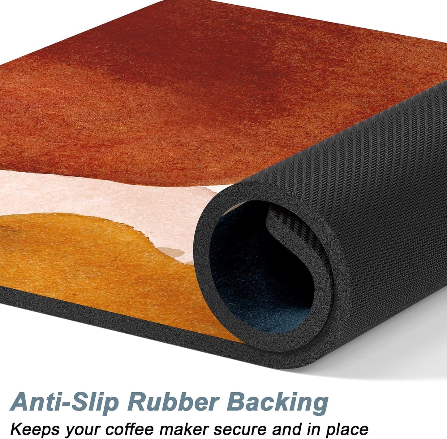 Rnivvi Coffee Mat, 16" x 24" Cute Boho Theme Coffee Bar Mats for Espresso Machine Station Accessories and Organizer, Hide Stain Rubber Backed Absorbent Dish Drying Pad for Kitchen Counter, Stones