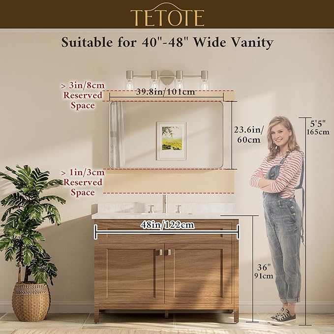 TETOTE Black Framed Bathroom Mirror, 40 x 24 Inch Matte Metal Frame Vanity - Image 8