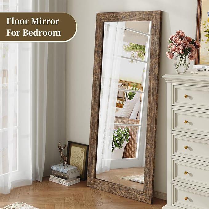 Syndra Modern Full Length Mirror Wood Frame, 65x24'' Large Floor Mirror - Image 8