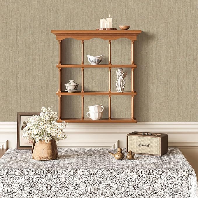 Grasscloth Peel and Stick Wallpaper Beige Brown Textured Wallpaper 15.7inch x - Image 6