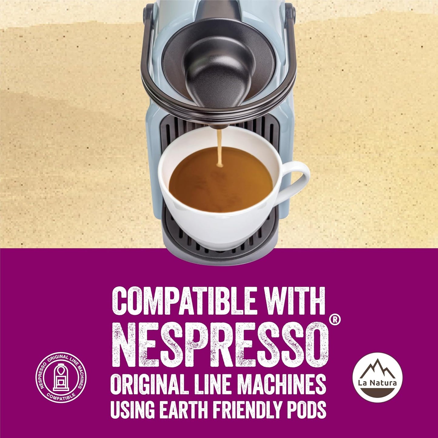 La Natura Lifestyle Beauty Coffee Pods - Espresso Roast European-Style with Biotin, Zinc & Selenium for Hair, Skin & Nails Health - Compostable Nespresso Original Line Compatible Capsules - Pack of 10