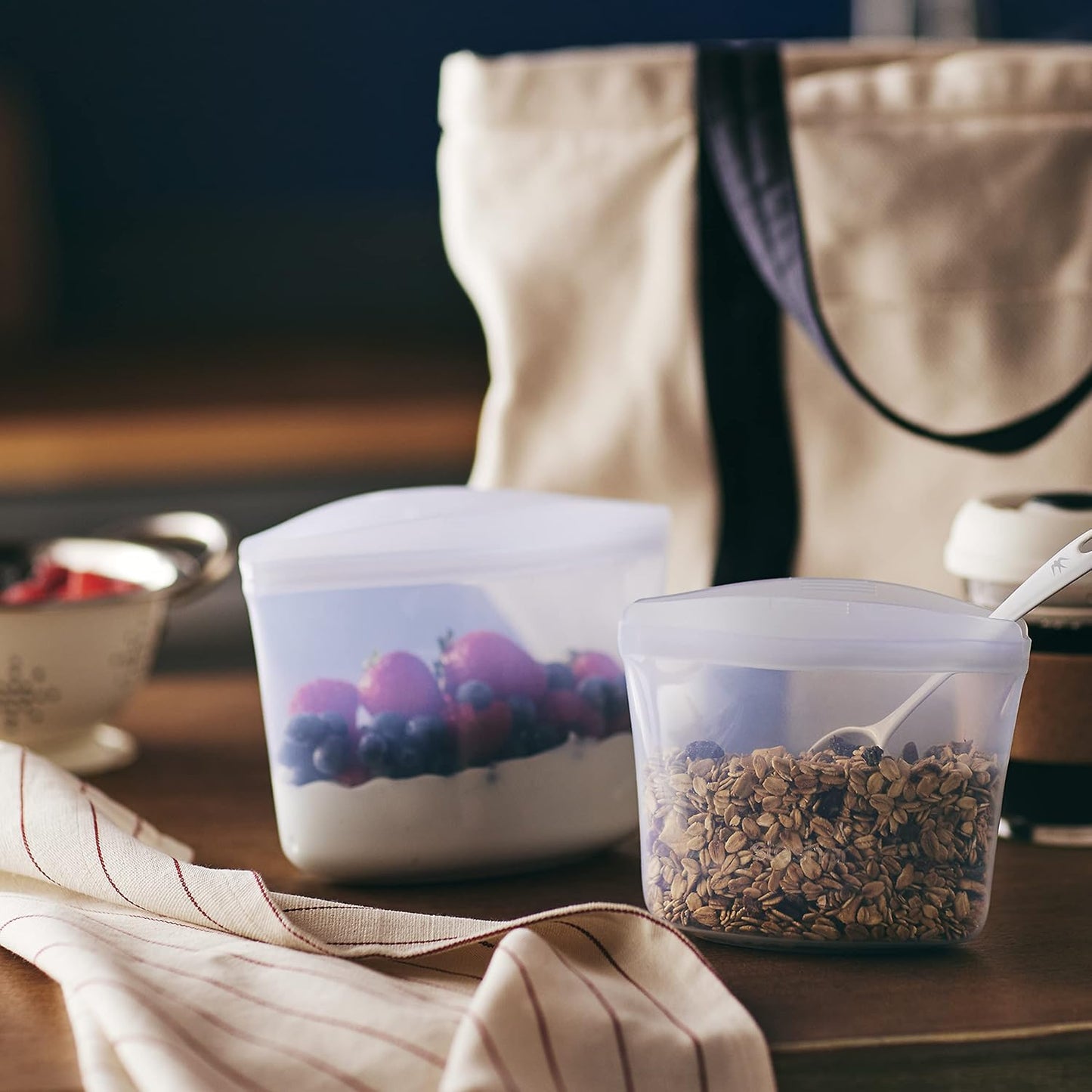 Stasher Premium Silicone Reusable Food Storage Bags, 2-Pack, Multi, Multi-Use Food Storage Bags, Lunch Bag, Travel Containers, BPA Free, Leak-free, Dishwasher-Safe, Eco-friendly