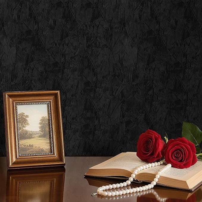 30" x 160" Large Size Self Adhesive Felt Fabric Wallpaper Black Velvet - Image 7