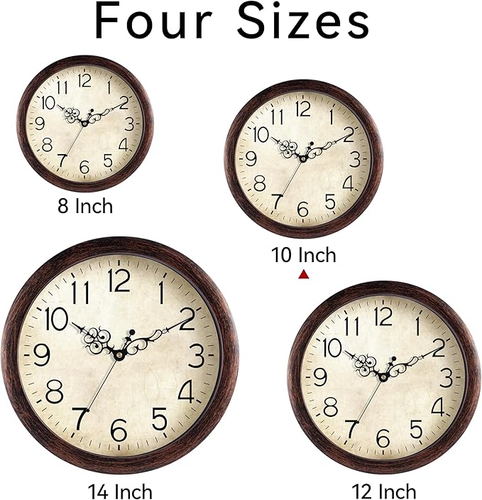 KECYET Wall Clock 10 Inch Vintage Wall Clocks Battery Operated Quartz Silent - Image 2
