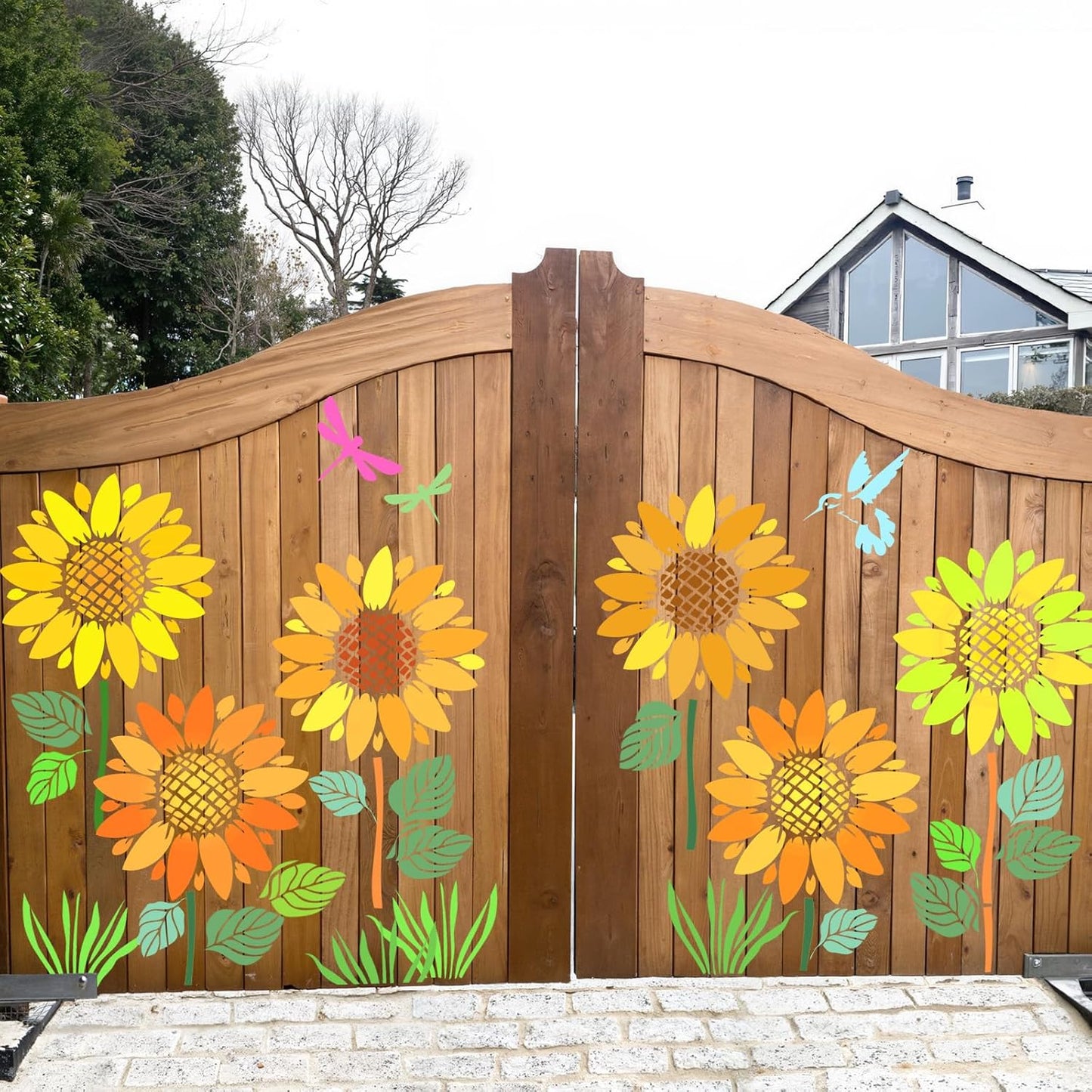 12 PCS Large Flower Painting Stencils, Reusable Sunflower Stencils for Painting on Wood Rocks Canvas Fabric Glass Pottery DIY Painting Art Projects