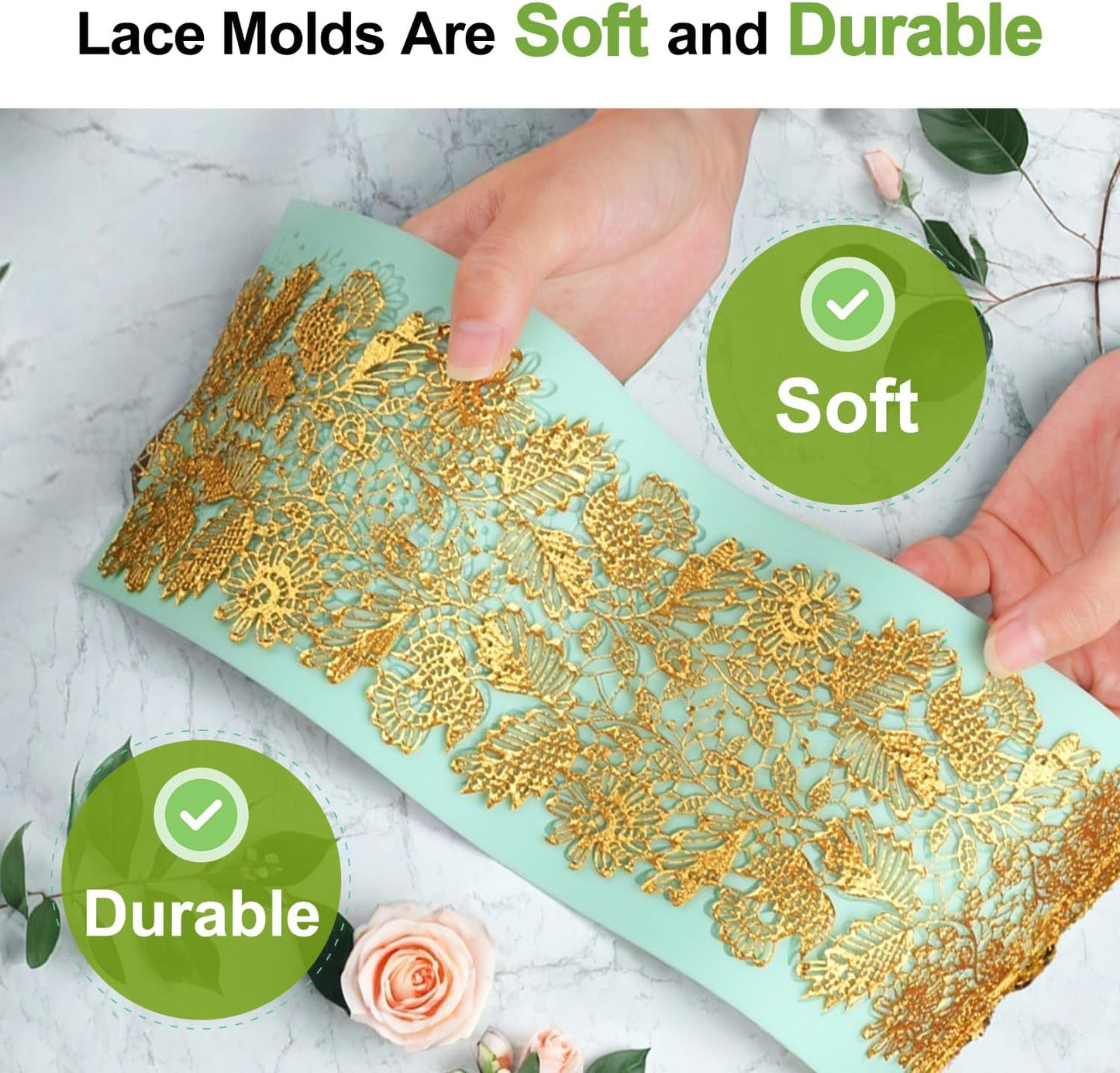 GROWTAIL Lace Molds Silicone,Cake Fondant Embossing Mat,Lace Molds for Cake Decorating Edible Lace