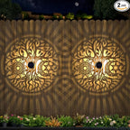 2 Pack Large Solar Fence Lights Metal Solar Powered Outdoor Wall Deck Step by gardencave