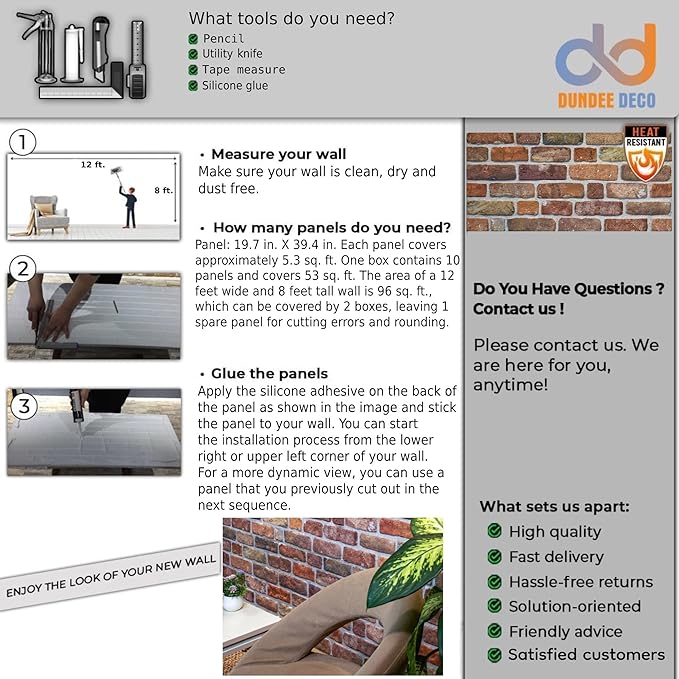 Dundee Deco 3D Wall Panels Faux Brick - Image 7