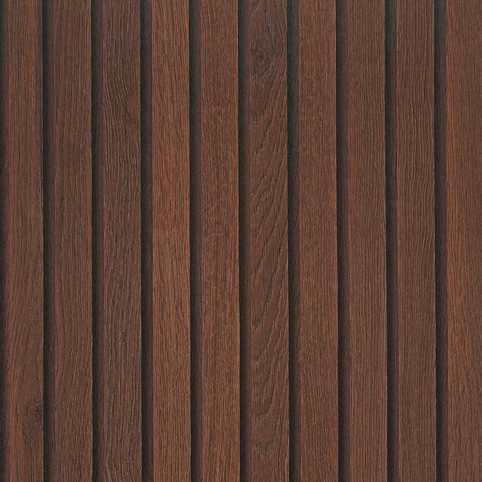 VEELIKE Walnut Wooden Slat Wallpaper Peel and Stick Waterproof Dark Wood by VEELIKE