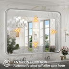 LED Bathroom Mirror with Lights, 48x36 Inch Brushed Silver Framed Lighted - Image 4