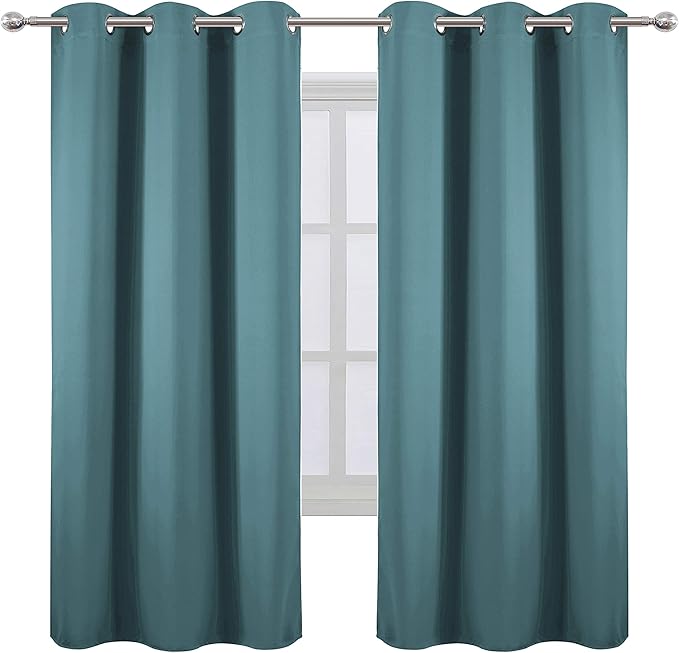 LEMOMO Sea Teal Thermal Blackout Curtains/42 x 72 Inch/Set of 2 Panels Room - Image 2