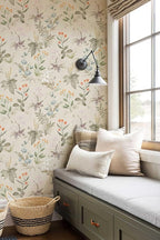 Simon&Siff Vintage Wallpaper Peel and Stick Beige Floral Contact Paper - Image 2