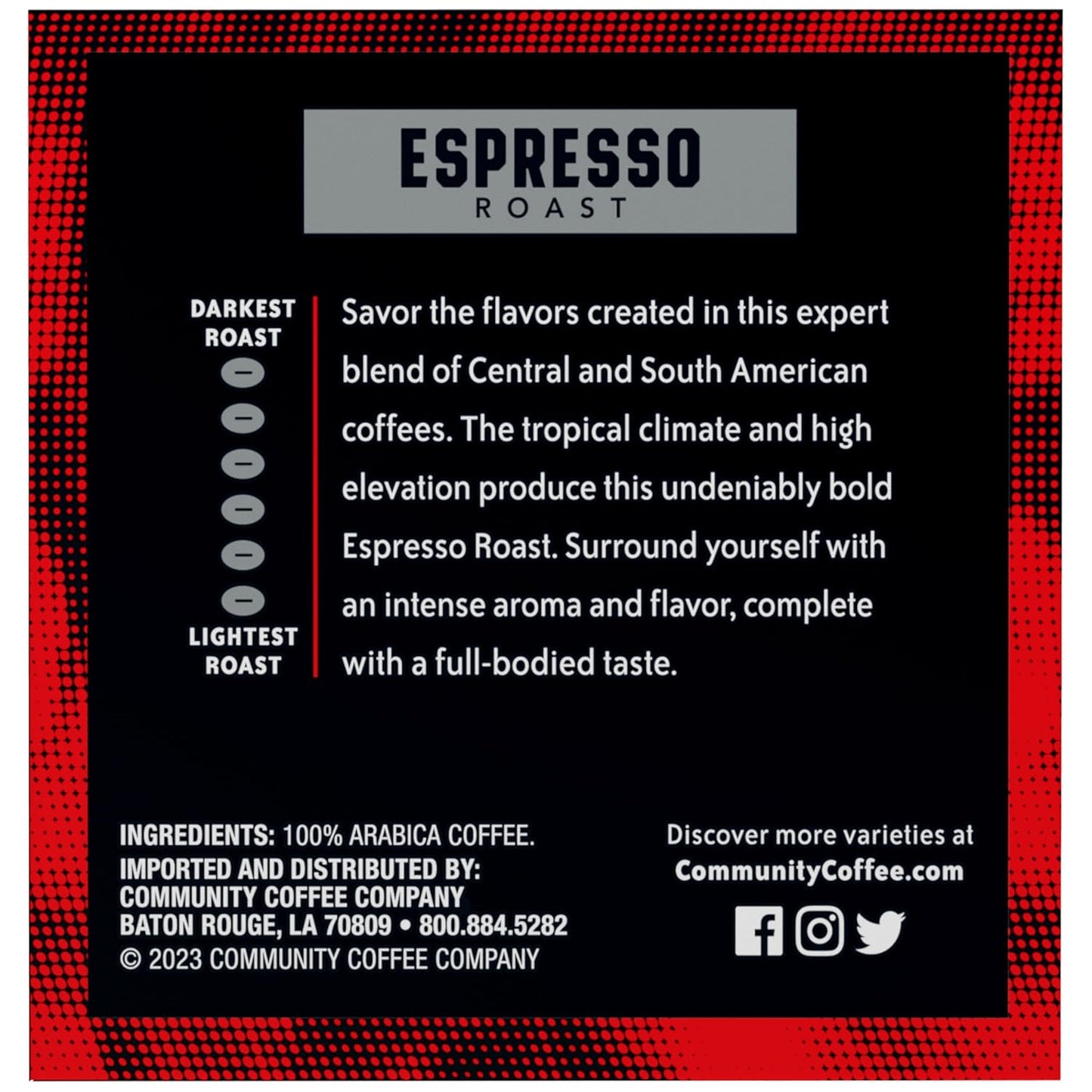 Community Coffee Dark & Bold Espresso Roast Coffee Pods, 72 count, Extra Dark Roast Compatible with Keurig 2.0 K-Cup Brewers, 12 Count (Pack of 6)