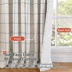 Lajode Navy Blue Plaid Curtains Pattern Printed 90 Inches Long - Image 3