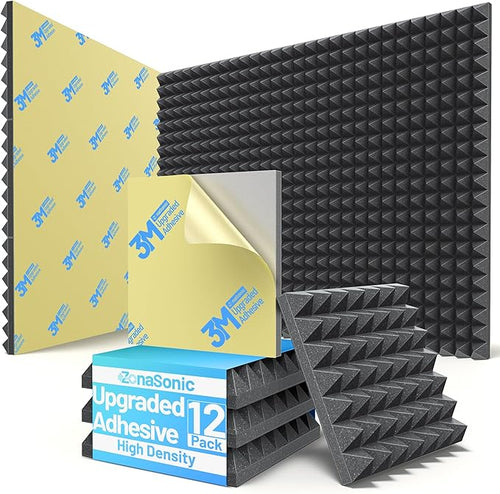 12 Pack Pyramid Sound Proof Foam Panels by Unknown