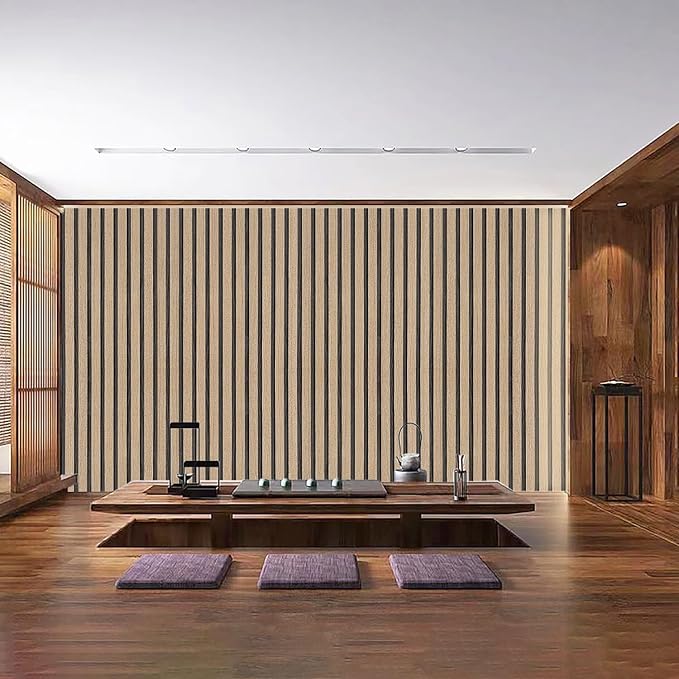 Peel and Stick Wallpaper Textured Brown Wood Slat 35.4x200 Inch Self-Adhesive - Image 6