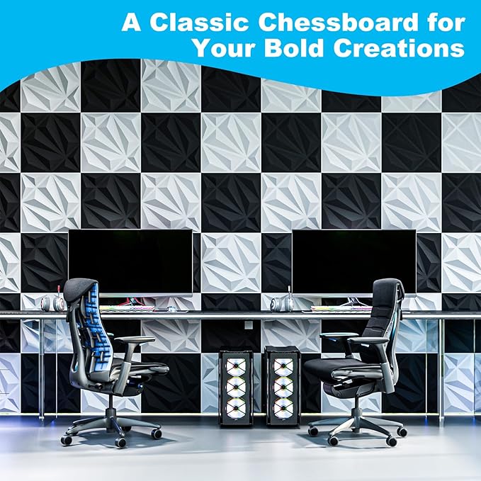 Art3d 33-Pack 3D Wall Panel for Interior Wall Décor, Diamond Textured PVC - Image 4