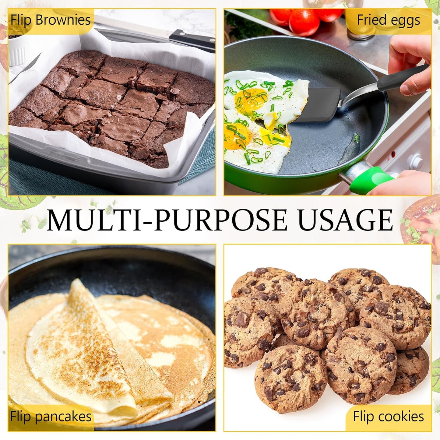 Silicone Cookie Spatula Turner 2 Pack Mini Brownie Spatula Flexible Kitchen Small Silicone Turner for Nonstick Cookware Heat Resistant No Scratch Flipper for Egg Pancake(Grey)