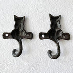 Rustic Cat-Shaped Decorative Wall Hook Rack Hangers - Image 7