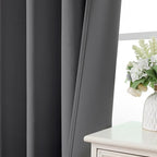 CUCRAF Light Grey Blackout Curtains 45 inch Length 2 Panels Set, Rod Pocket - Image 6