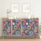 Boho Wallpaper Peel and Stick, Vintage Blue Pink Floral Contact Paper, Retro - Image 3