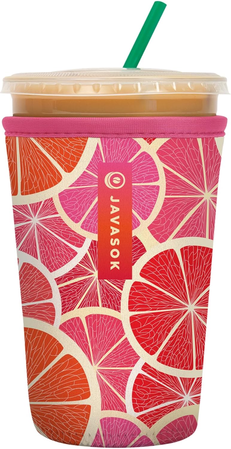 Sok It JavaSok Iced Coffee & Cold Soda Insulated Neoprene Cup Sleeve (Sunshine Slices, Medium: 22-28oz)