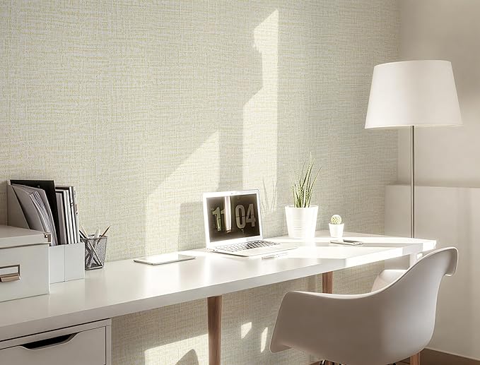 Guvana Grasscloth Peel and Stick Wallpaper Cream Textured Contact Paper Modern - Image 3