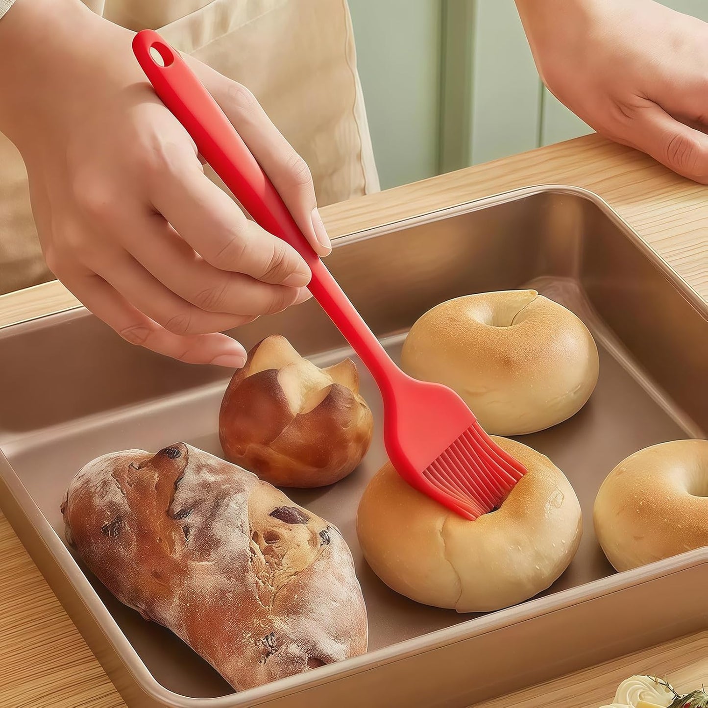 Silicone Basting Pastry Brush, Heat Resistant Silicone Brush Set for Cooking, One-Piece Design Oil Brush, Prefect of Baking, BBQ, Spreading Oil, Butter, Grilling and Marinade, Dishwasher Safe