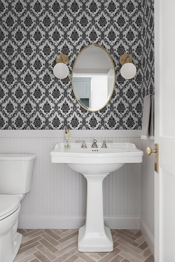 17.7" x118" Peel and Stick Wallpaper Black Wall Paper - Image 3