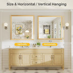 40x38 Inch Bathroom Mirror for Wall, Anti-Rust Oak Wood Grain Metal Framed - Image 7