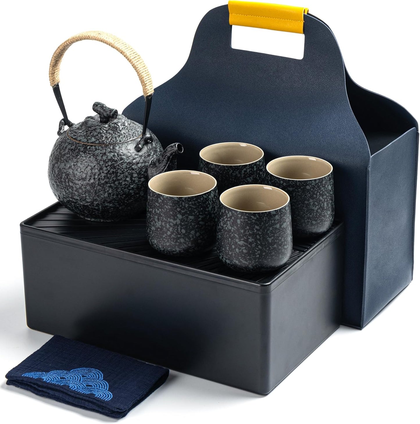 TEANAGOO Japanese Tea Set, Chinese Tea Sets, Porcelain Japanese Tea Cups, Chinese Gongfu Tea Set, Asian Tea Set for Adults, Japanese Teapot Set, 1 Teapot (700ml/25oz) + 4 Tea Cups(205ml/7.2oz), U2