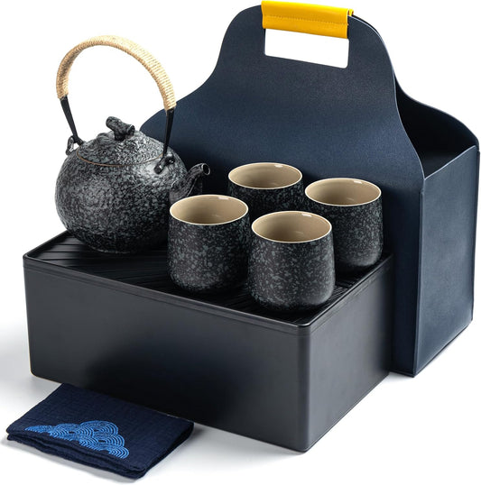 TEANAGOO Japanese Tea Set, Chinese Tea Sets, Porcelain Japanese Tea Cups, Chinese Gongfu Tea Set, Asian Tea Set for Adults, Japanese Teapot Set, 1 Teapot (700ml/25oz) + 4 Tea Cups(205ml/7.2oz), U2
