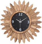 Honiway Large Wall Clock Battery Operated 21 in Rustic Wood Boho Sunburst by Honiway
