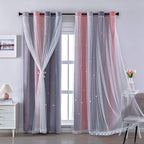 XiDi Curtains for Bedroom Decor, Rainbow Pink-Grey-34-96 by Addsomecolortolife