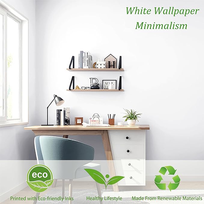 Safiyya 78.7"x17.7" White Contact Paper White Peel and Stick Wallpaper - Image 2