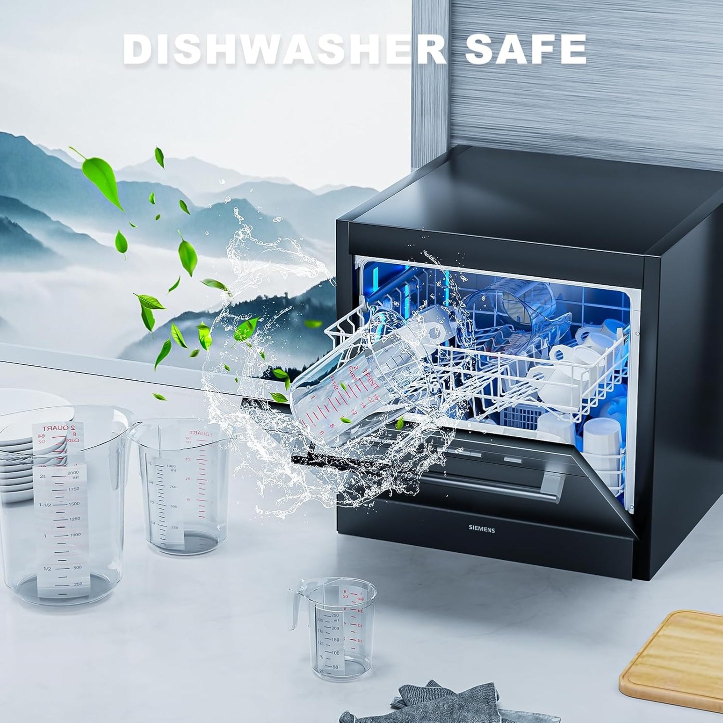 DaYammi Measuring Cups 4-Piece, Unbreakable Food-Grade Plastic Measuring Cup for Dishwasher, 1/2/4/8-Cup Nesting Liquid Measuring Cups for Prepping, Baking, Cooking, Readable Markings, Clear