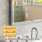 Silver Bathroom Mirror, Rustproof Rectangle Silver Framed Mirror - Image 5