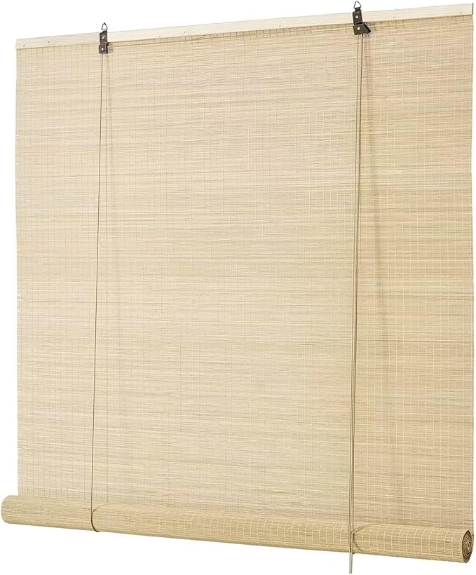 Bamboo Roller Blinds Shades, Outdoor Bamboo Roll Up, Vertical Lifting, by BAYUE