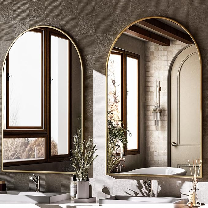 HARRITPURE Arched Wall Mirror – 26"x38" Arch Bathroom Mirror Metal Frame Vanity - Image 5