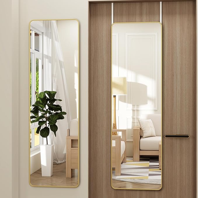 Full Length Door Mirror 14x48, Metal Frame by JAWGLOW