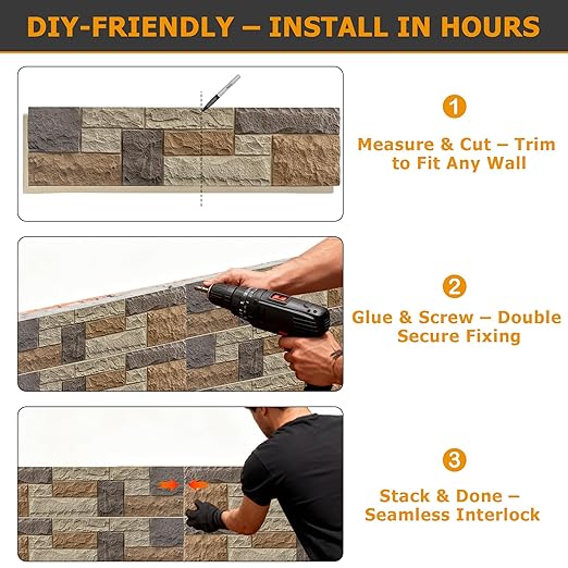 ROOMTEC 1-Pack Faux Stone Wall Covering Panels - Image 5