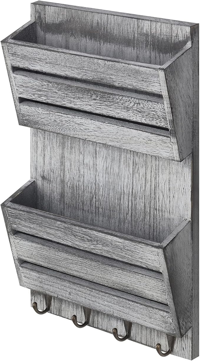 BTY Mail Sorter Wall Mounted, Wooden Mail Holder - Image 7