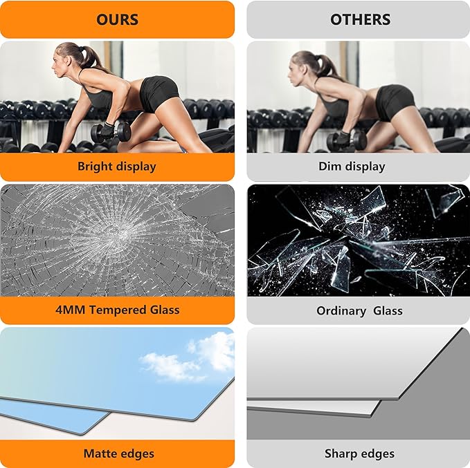 TRAHOME Home Gym Mirror for Wall, Glass Frameless Body Large Mirror for Home Gym - Image 5