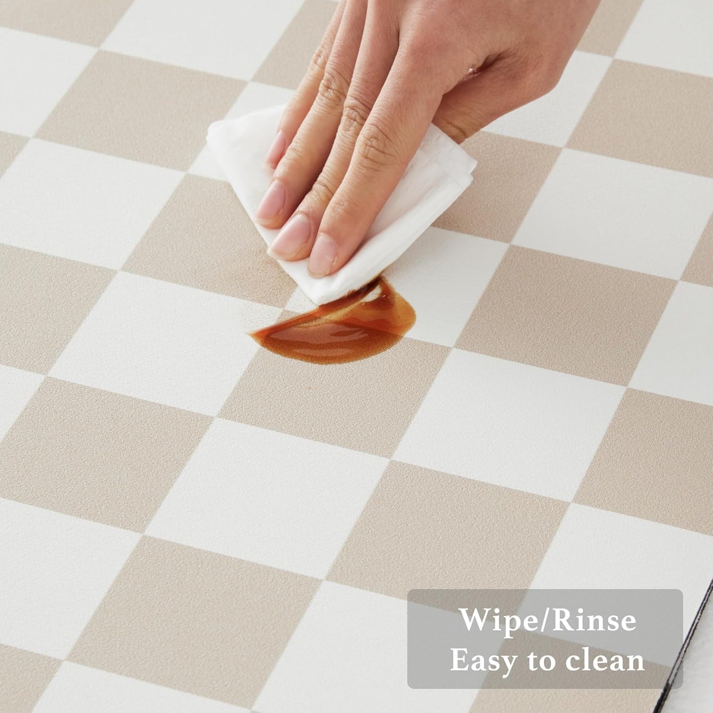 Checkered Dish Drying Mat for Kitchen Counter, Coffee Bar Station Accessories, Retro Cute Aesthetic Modern Absorbent Drainer Mat Kitchen Drying Mat Easy Clean, Beige 16" x 24"