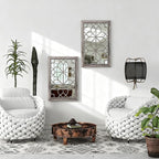 Set of 2 19x26 Inch Large Brown Shatterproof Rectangular Wall Mirrors, Boho - Image 6